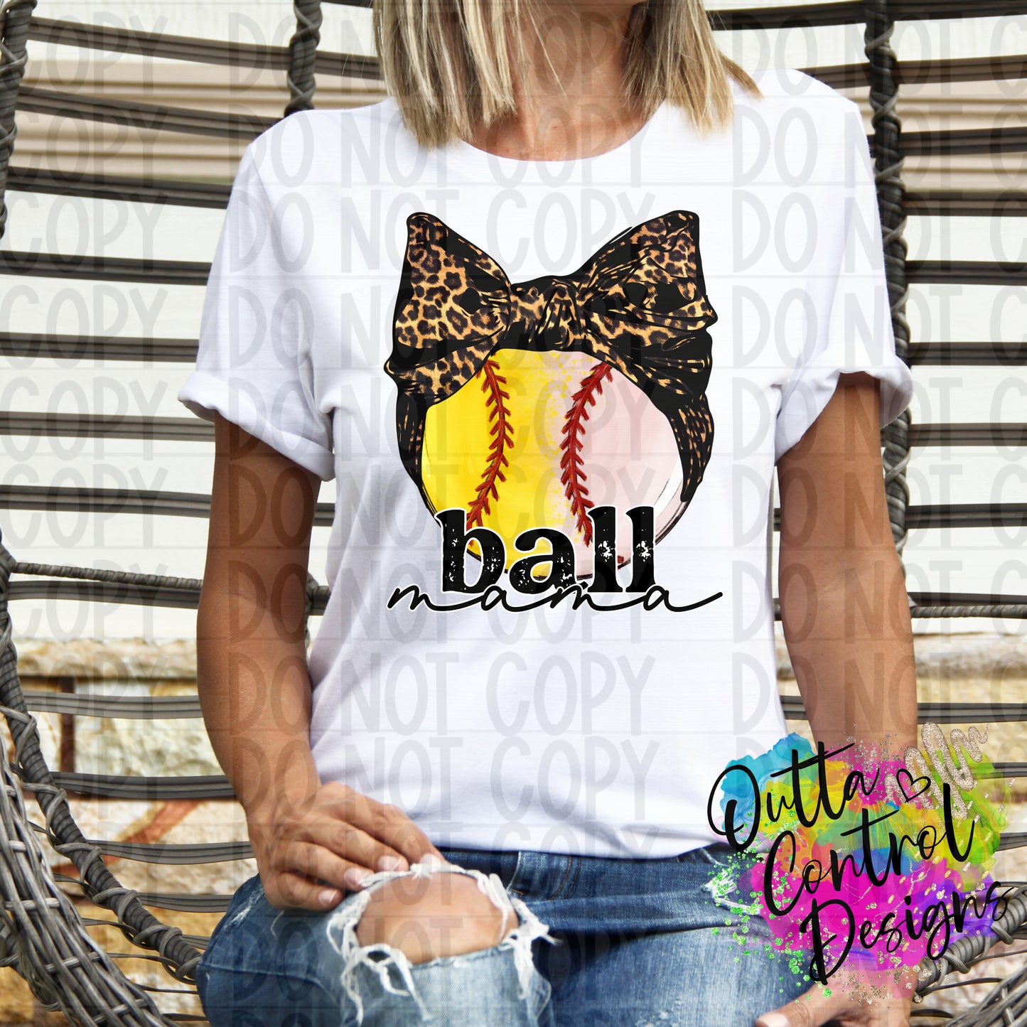 Ball Mama Bow Ready To Press Sublimation and DTF Transfer