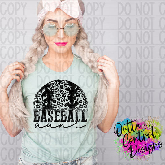 Baseball Aunt Single Color Ready To Press Sublimation and DTF Transfer