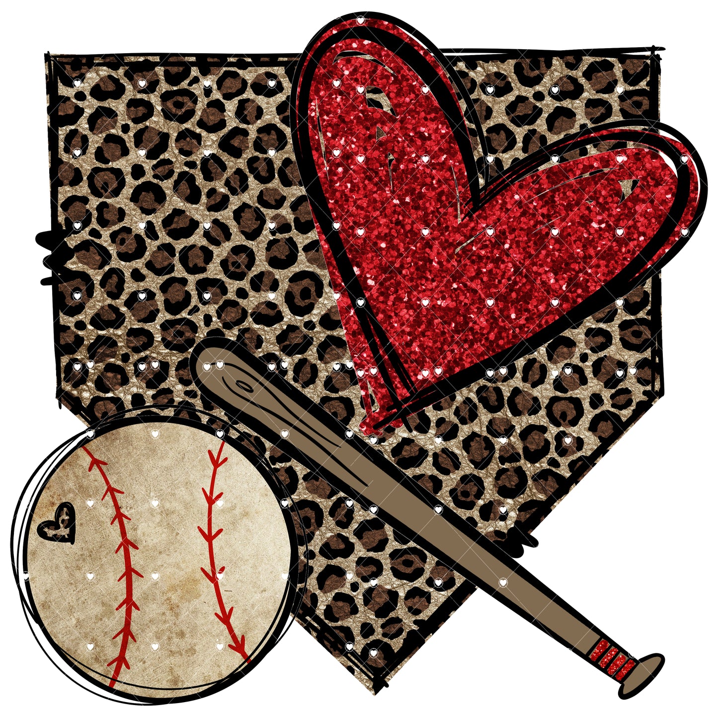 Baseball Home Plate and Heart Ready To Press Sublimation Transfer