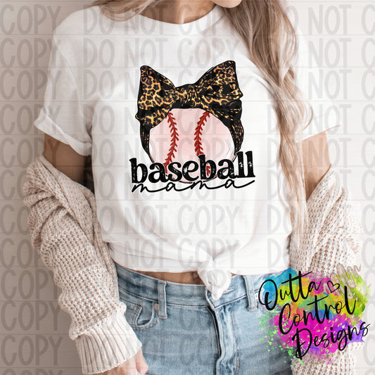 Baseball Mama Bow Ready To Press Sublimation and DTF Transfer