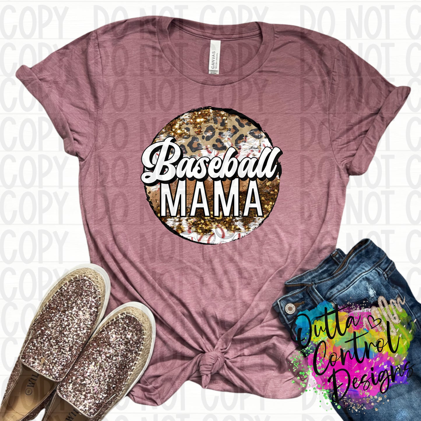 Baseball Mama Brush Circle Ready To Press Sublimation and DTF Transfer