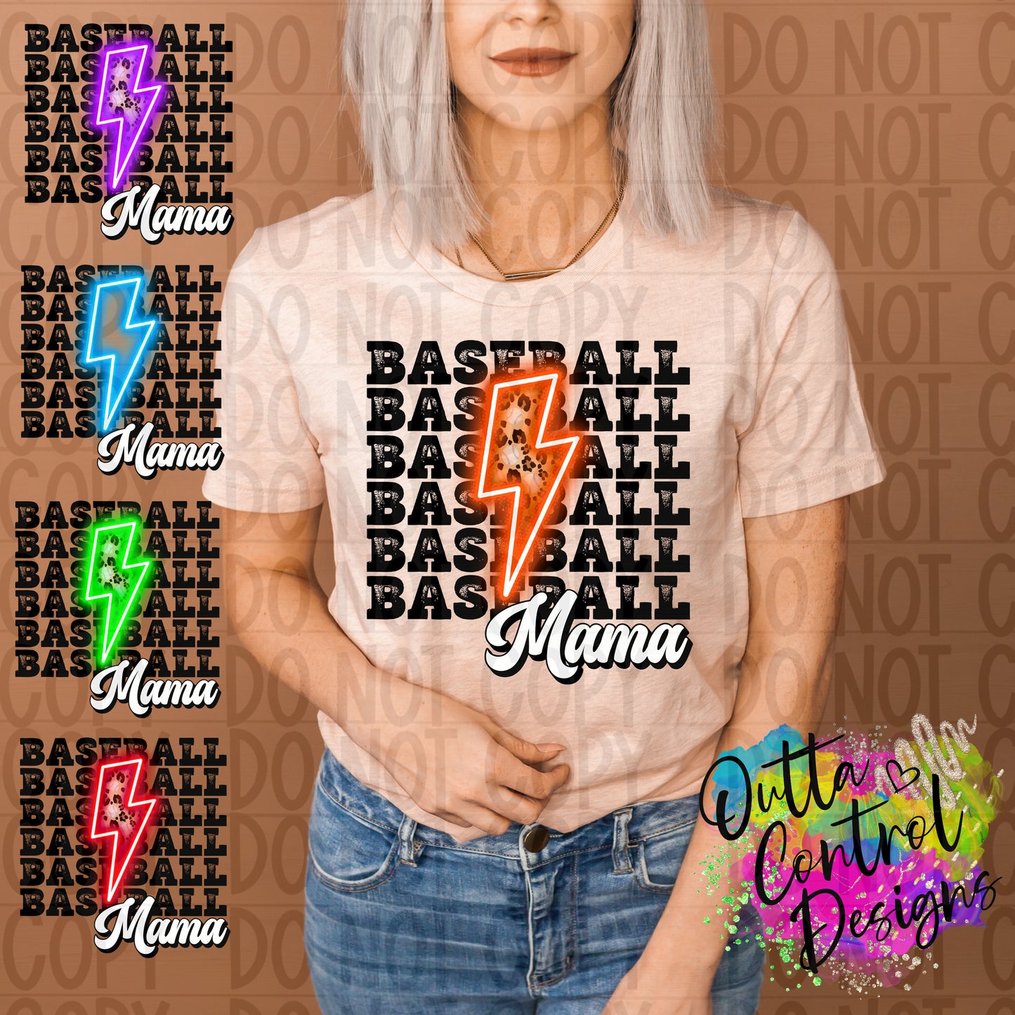 Baseball Mama Neon Bolt | Multiple Ready to Press Sublimation and DTF Transfer
