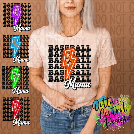 Baseball Mama Neon Bolt | Multiple Ready to Press Sublimation and DTF Transfer