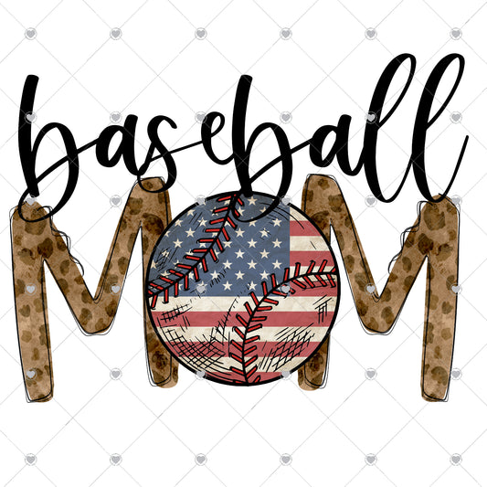 Baseball Mom Leopard Ready To Press Sublimation and DTF Transfer