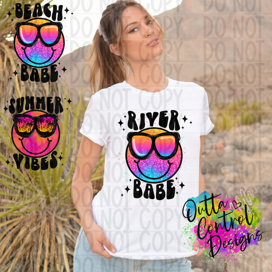 Beach Babe, Summer Vibes and River Babe | Multiple Ready To Press Sublimation and DTF Transfer