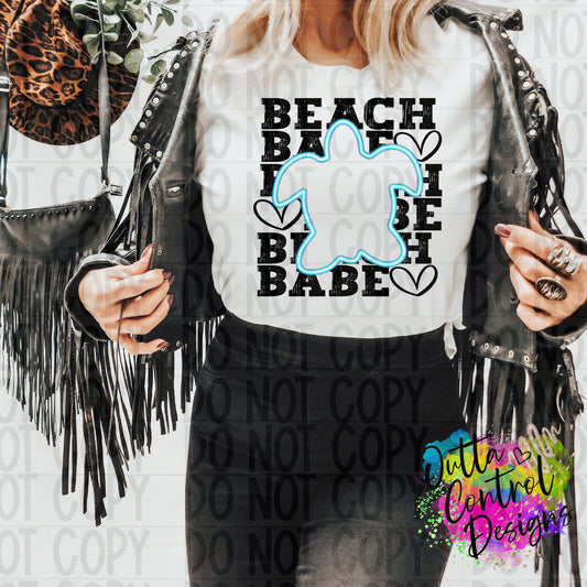 Beach Babe Turtle Ready To Press Sublimation and DTF Transfer