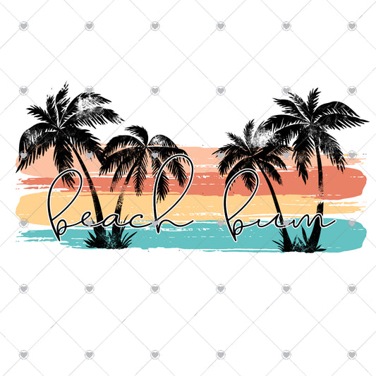 Beach Bum Palm Trees Ready To Press Sublimation and DTF Transfer