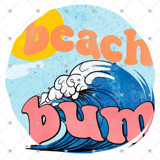 Beach Bum Waves Ready To Press Sublimation and DTF Transfer