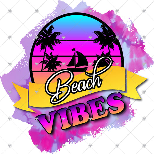 Beach Vibes Purple Ready To Press Sublimation and DTF Transfer
