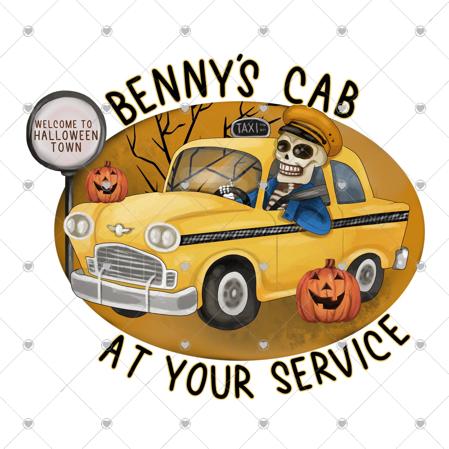 Halloween Cab Service Ready To Press Sublimation and DTF Transfer