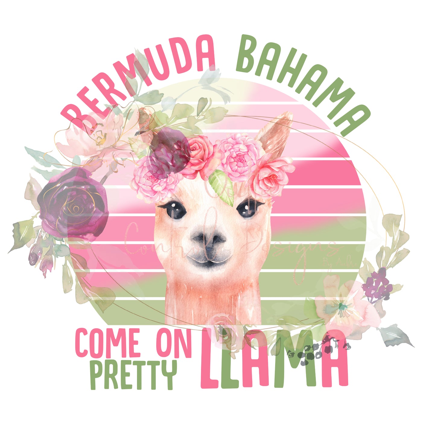 Bermuda Bahama Come on Pretty Llama Ready To Press Sublimation Transfer