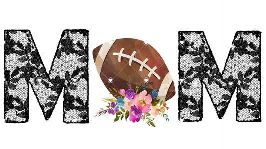 Black Lace Football Mom Ready To Press Sublimation and DTF Transfer