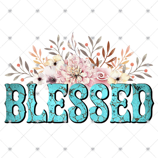 Blessed Turquoise Ready To Press Sublimation and DTF Transfer