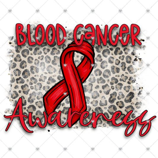 Blood Cancer Awareness Leopard Ready To Press Sublimation and DTF Transfer