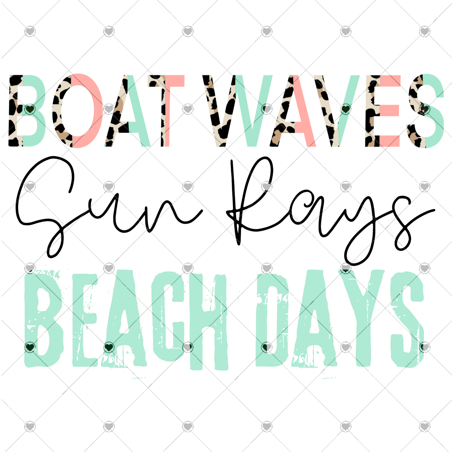 Boat Waves Sun Rays Beach Days Ready To Press Sublimation Transfer