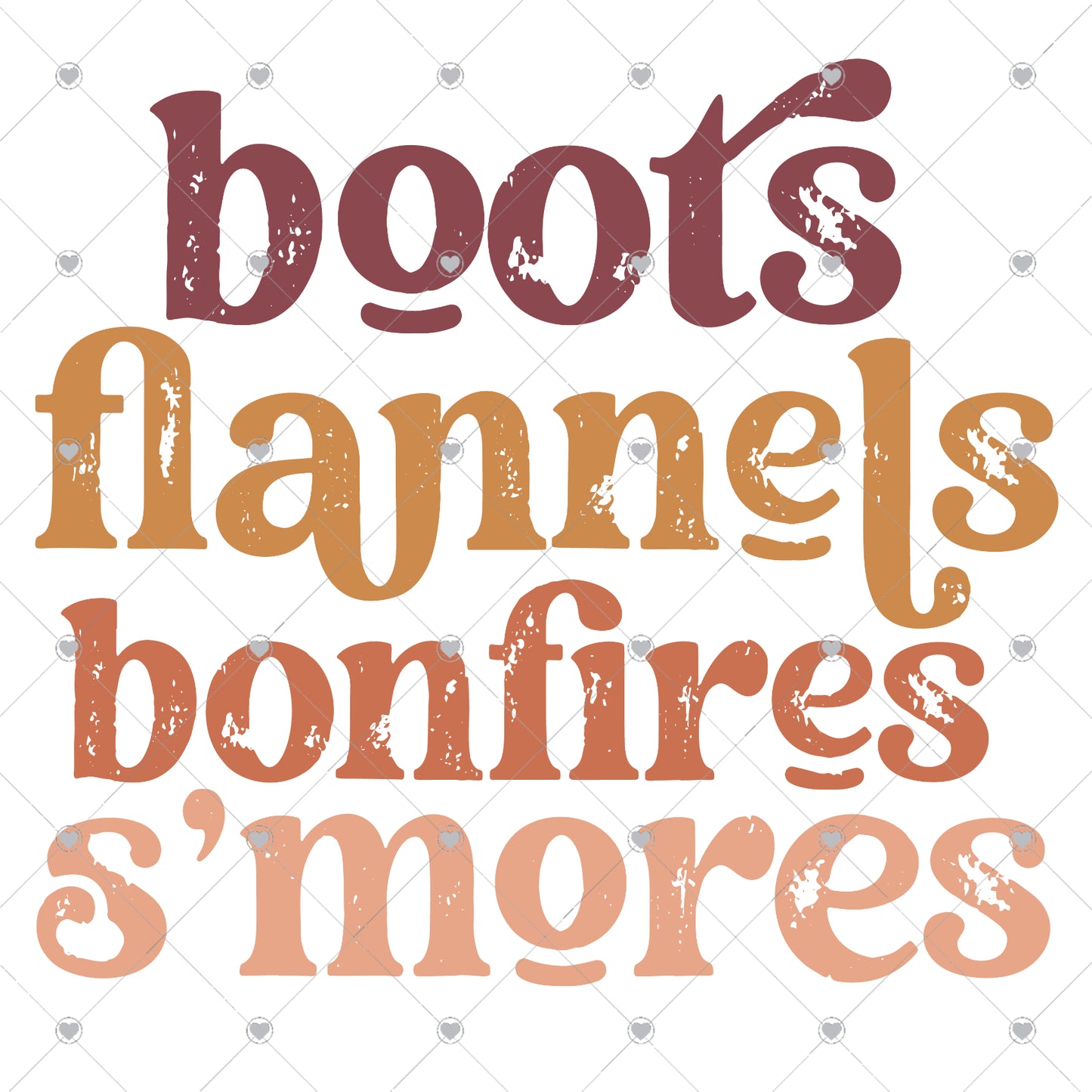 Boots Flannels Bonfires Smores Ready To Press Sublimation and DTF Transfer