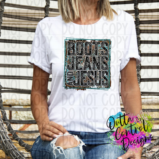 Boots Jeans and Jesus Ready To Press Sublimation and DTF Transfer