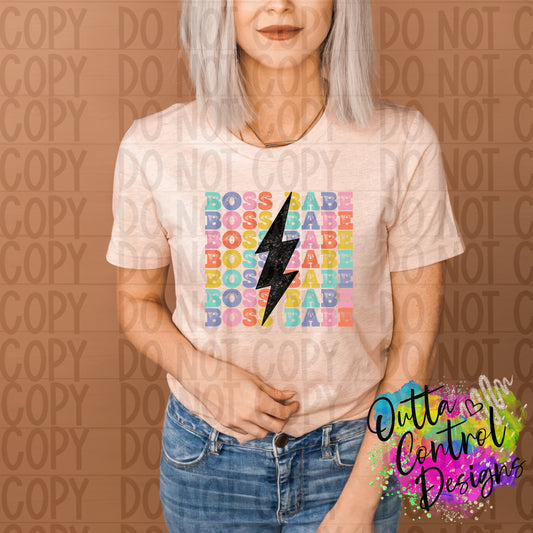 Boss Babe Lightening Bolt Ready To Press Sublimation and DTF Transfer