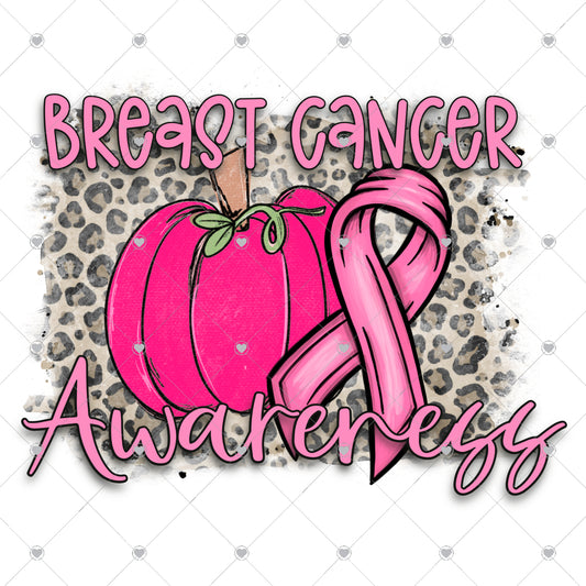 Breast Cancer Awareness Pumpkin Leopard Ready To Press Sublimation and DTF Transfer