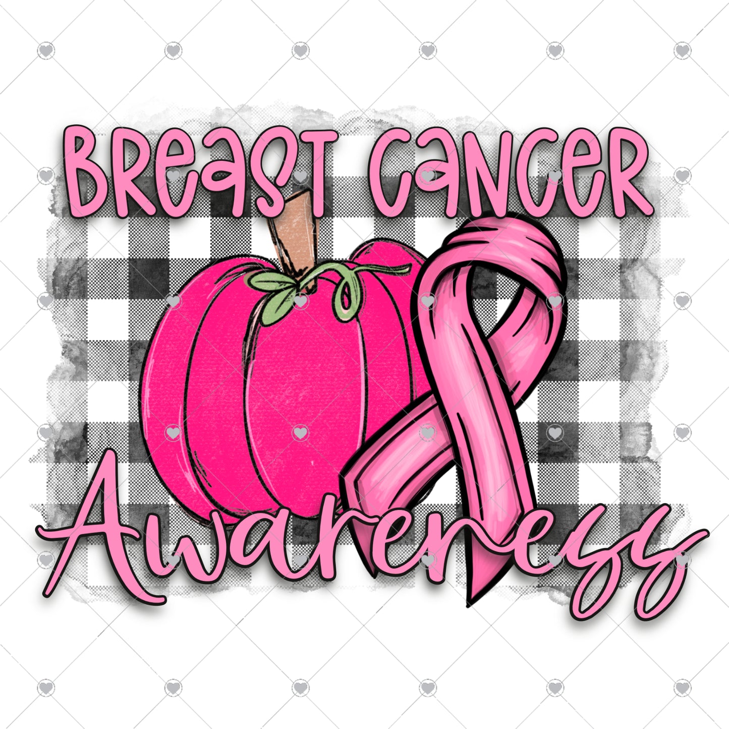 Breast Cancer Awareness Pumpkin Plaid Ready To Press Sublimation and DTF Transfer