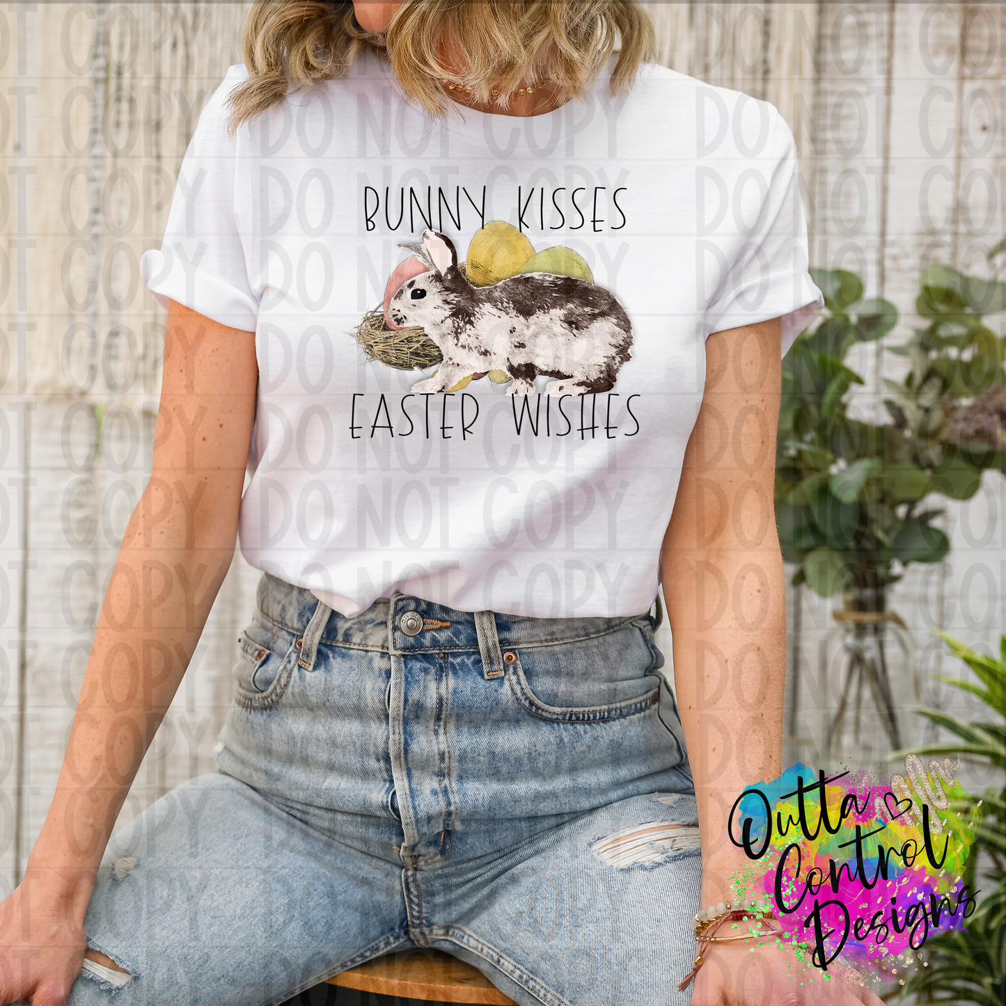Bunny Kisses Easter Wishes Nest Eggs Ready To Press Sublimation and DTF Transfer