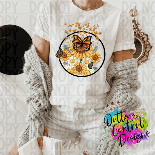 Butterfly Sunflowers Sublimation and DTF Transfer