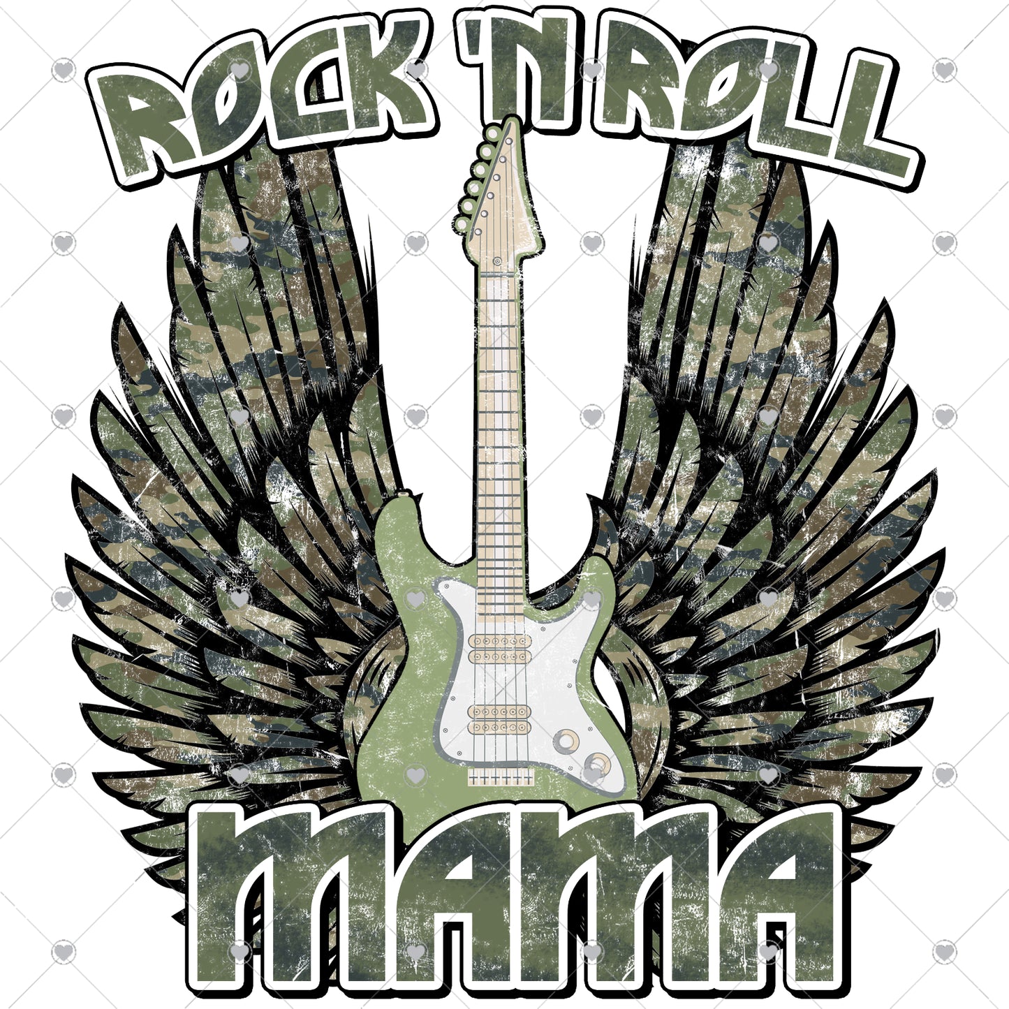 Camo Rock N Roll Mama Ready To Press Sublimation and DTF Transfer