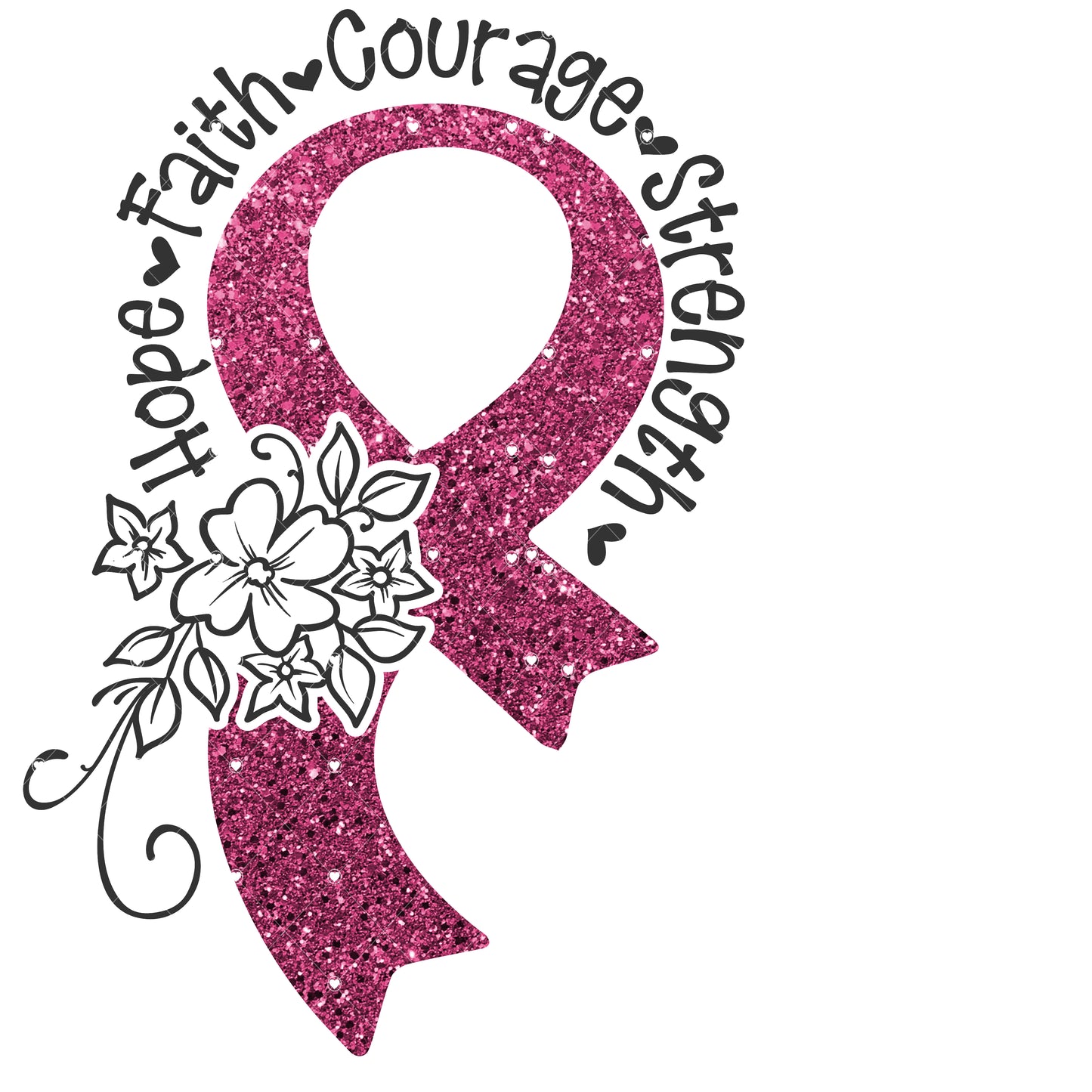 Cancer Ribbon Glitter Ready To Press Sublimation Transfer