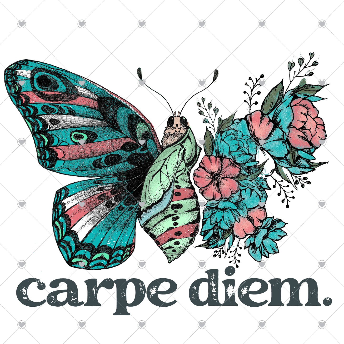 Carpe Diem Butterfly Ready To Press Sublimation and DTF Transfer