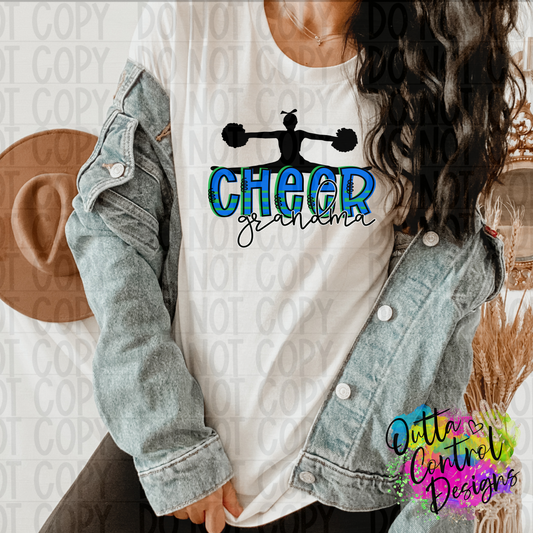 Cheer 1 Grandma Blue Green Ready To Press Sublimation and DTF Transfer