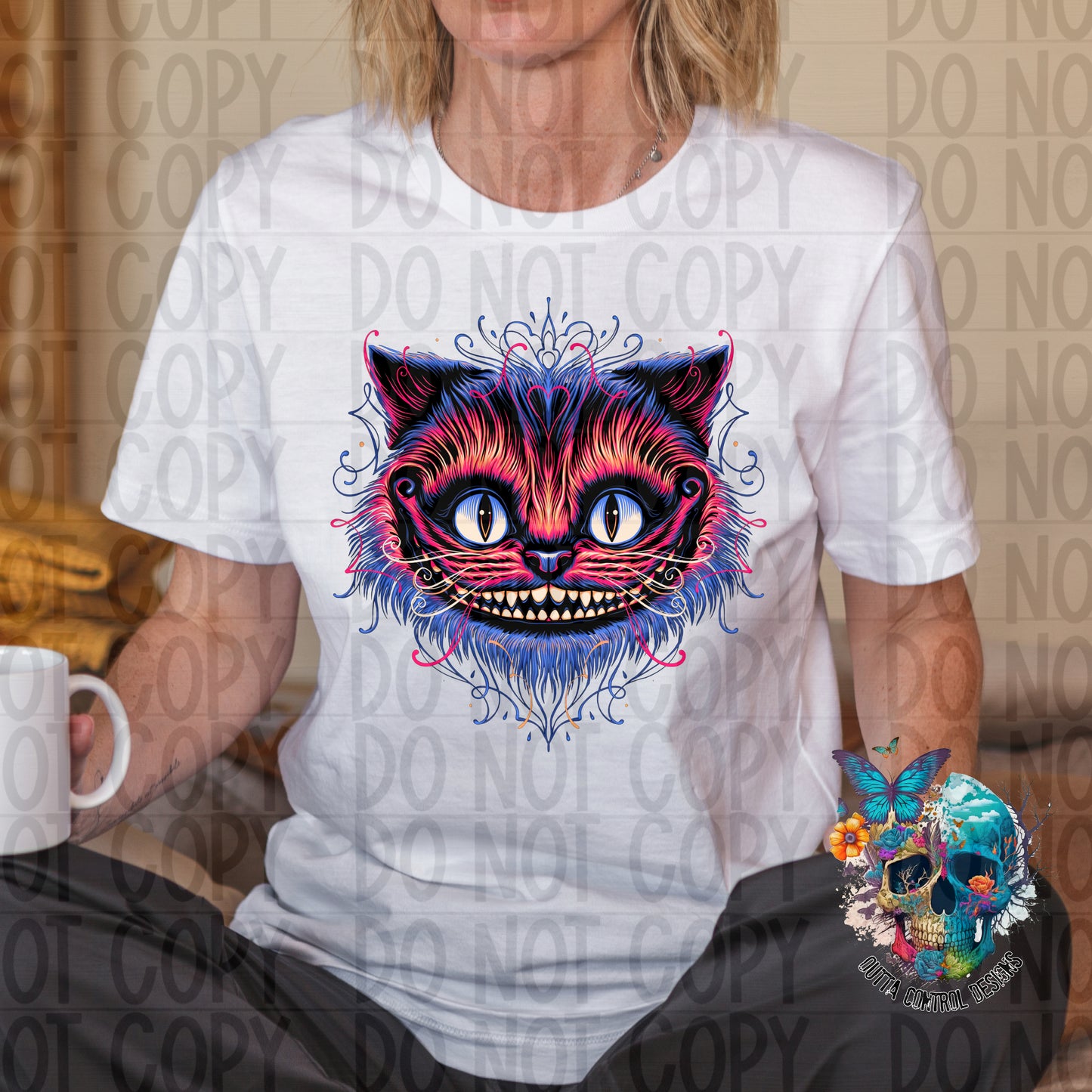 Pinstripe Cat Ready to Press Sublimation and DTF Transfer