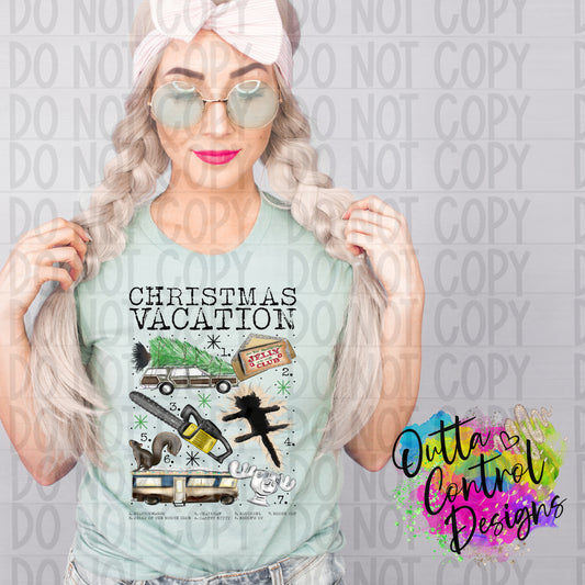 Christmas Chart | 2 Vacation Ready To Press Sublimation and DTF Transfer