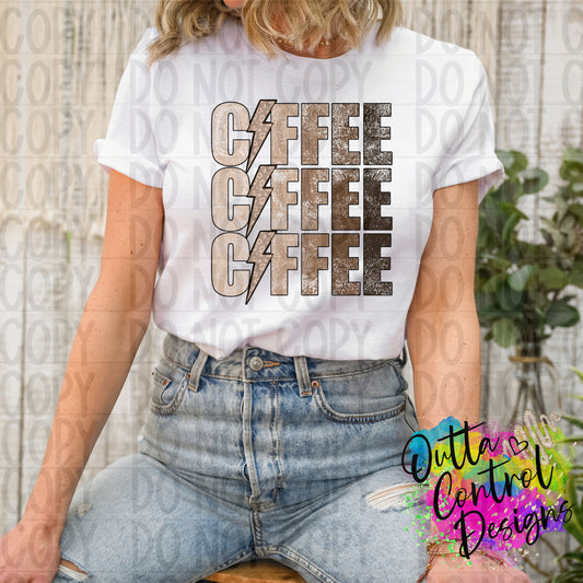 Coffee Bolt Repeating Ready To Press Sublimation and DTF Transfer