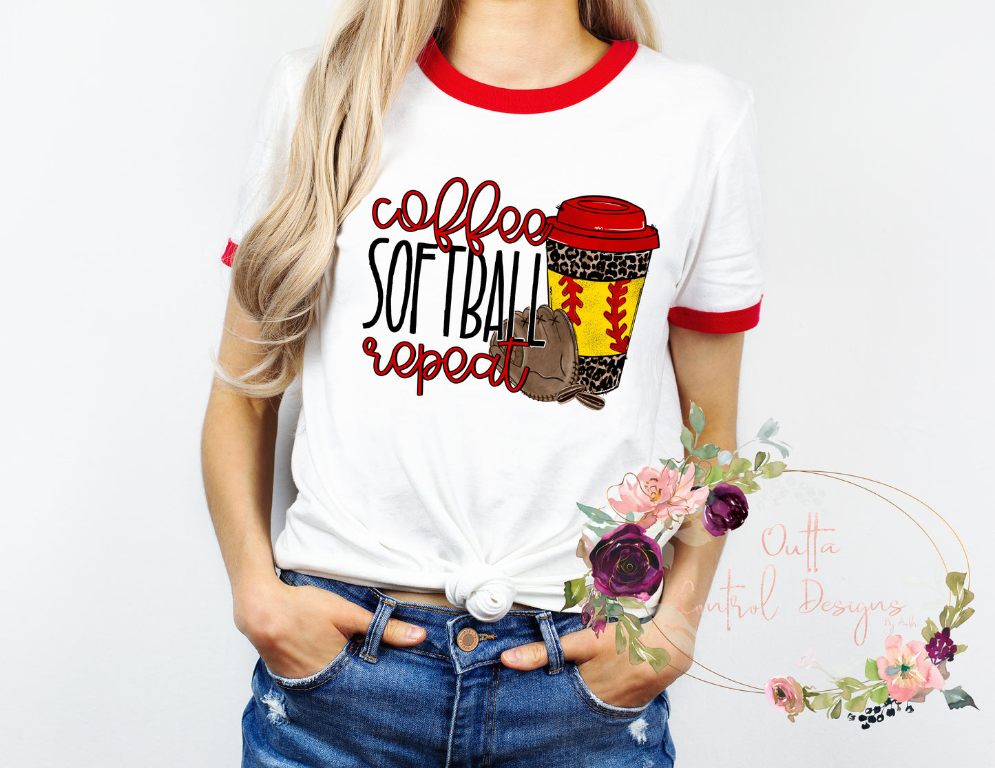 Coffee Softball Repeat Ready To Press Sublimation Transfer