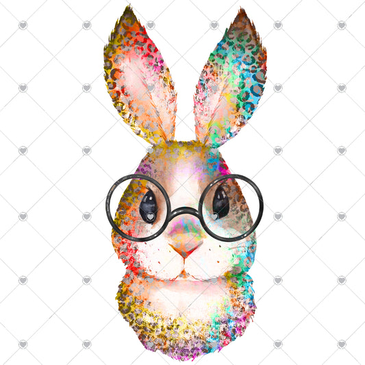 Bunny Colorful Leopard Ready To Press Sublimation and DTF Transfer