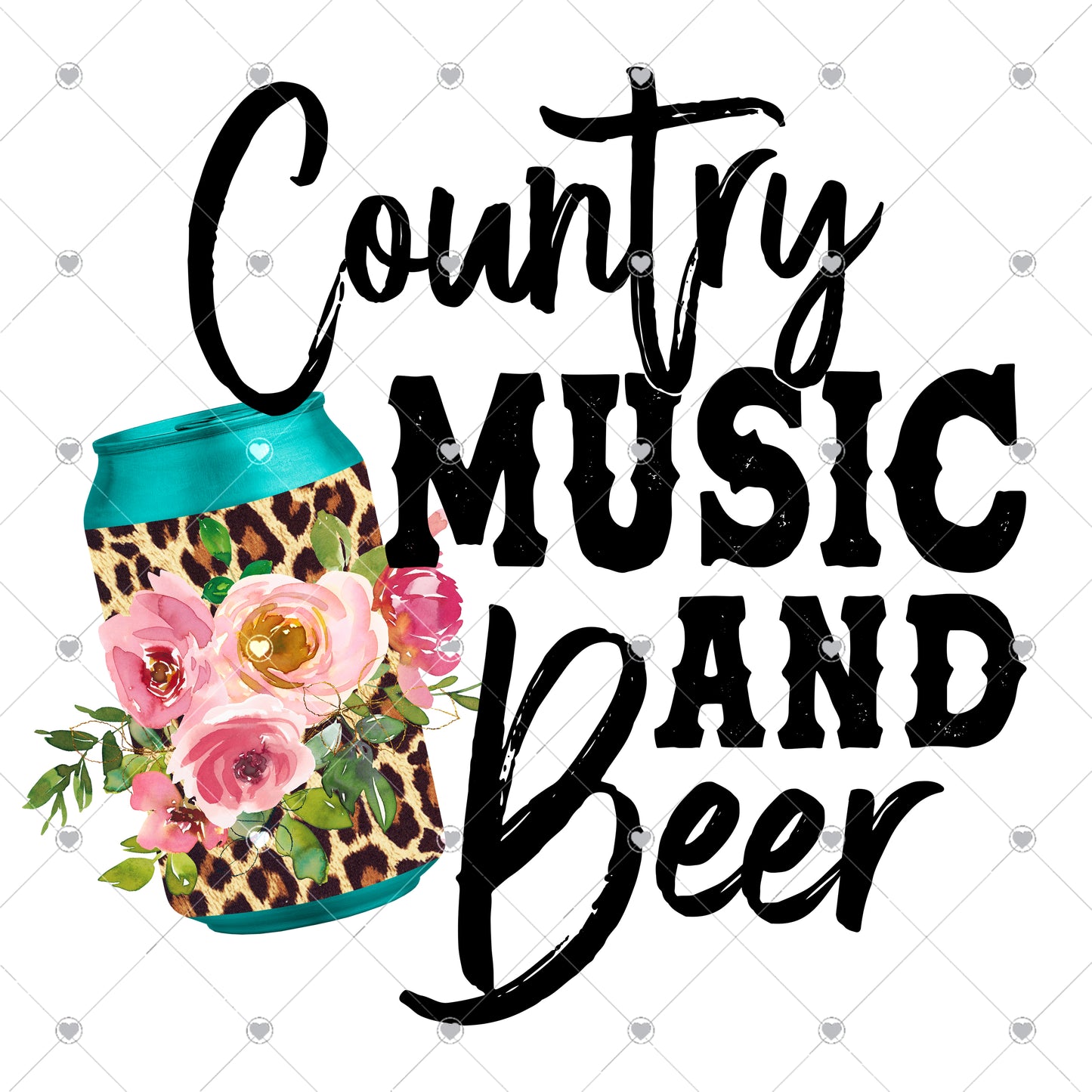 Country Music and Beer Ready To Press Sublimation Transfer