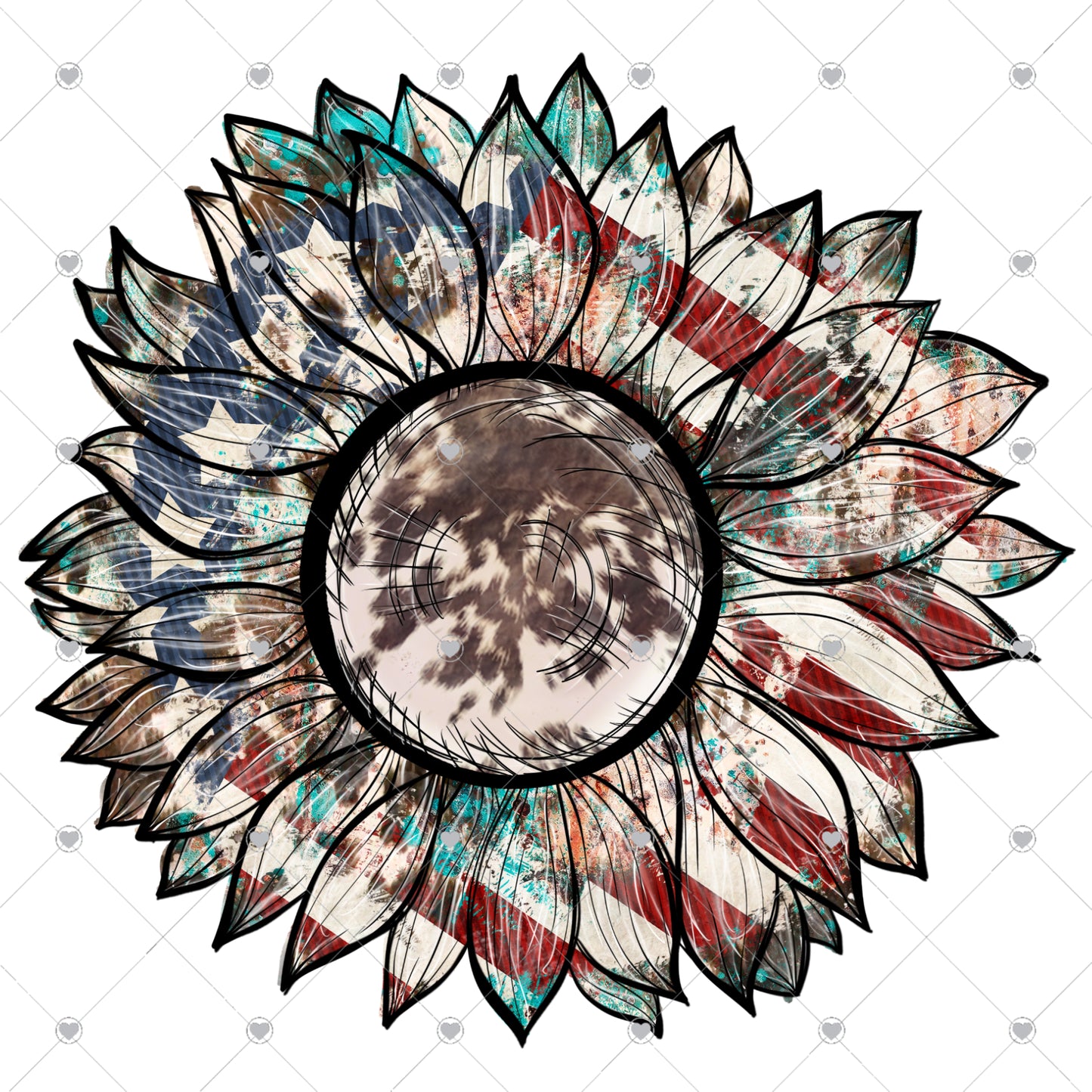 Cowhide Flag Sunflower Ready To Press Sublimation and DTF Transfer