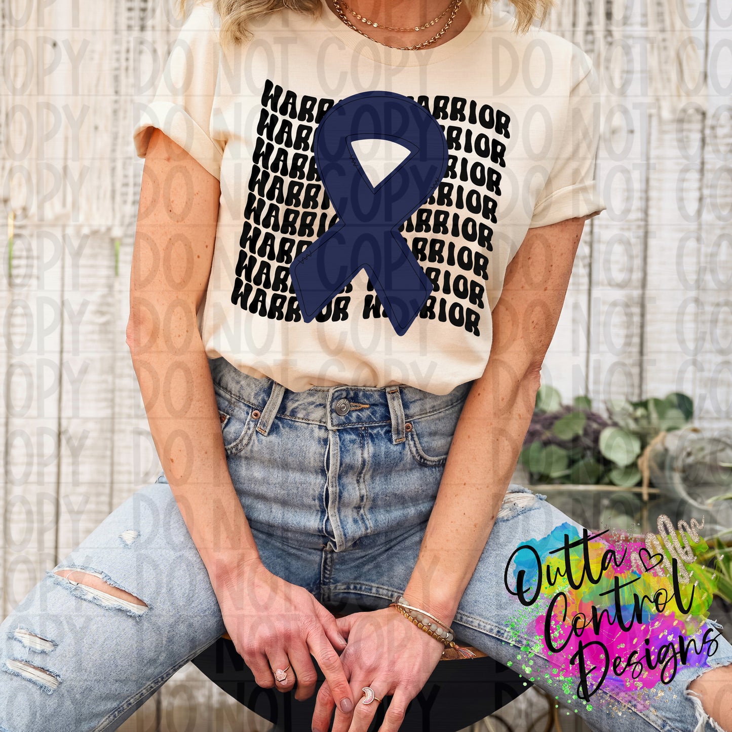 Dark Blue Ribbon Warrior Ready To Press Sublimation and DTF Transfer