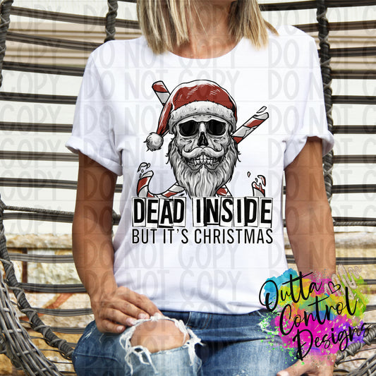 Dead Inside But Winter Santa Skull Ready To Press Sublimation and DTF Transfer