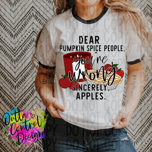 Dear Pumpkin Spice Ready to Press Sublimation and DTF Transfer