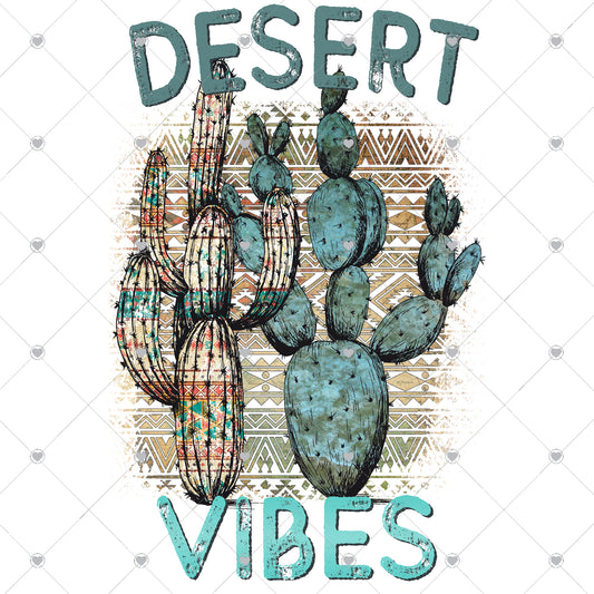 Desert Vibes Cactus Ready To Press Sublimation and DTF Transfer
