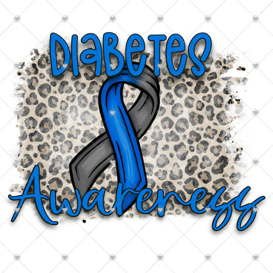 Diabetes Awareness Leopard Ready To Press Sublimation and DTF Transfer