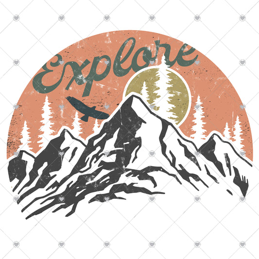 Explore Mountains Ready To Press Sublimation and DTF Transfer