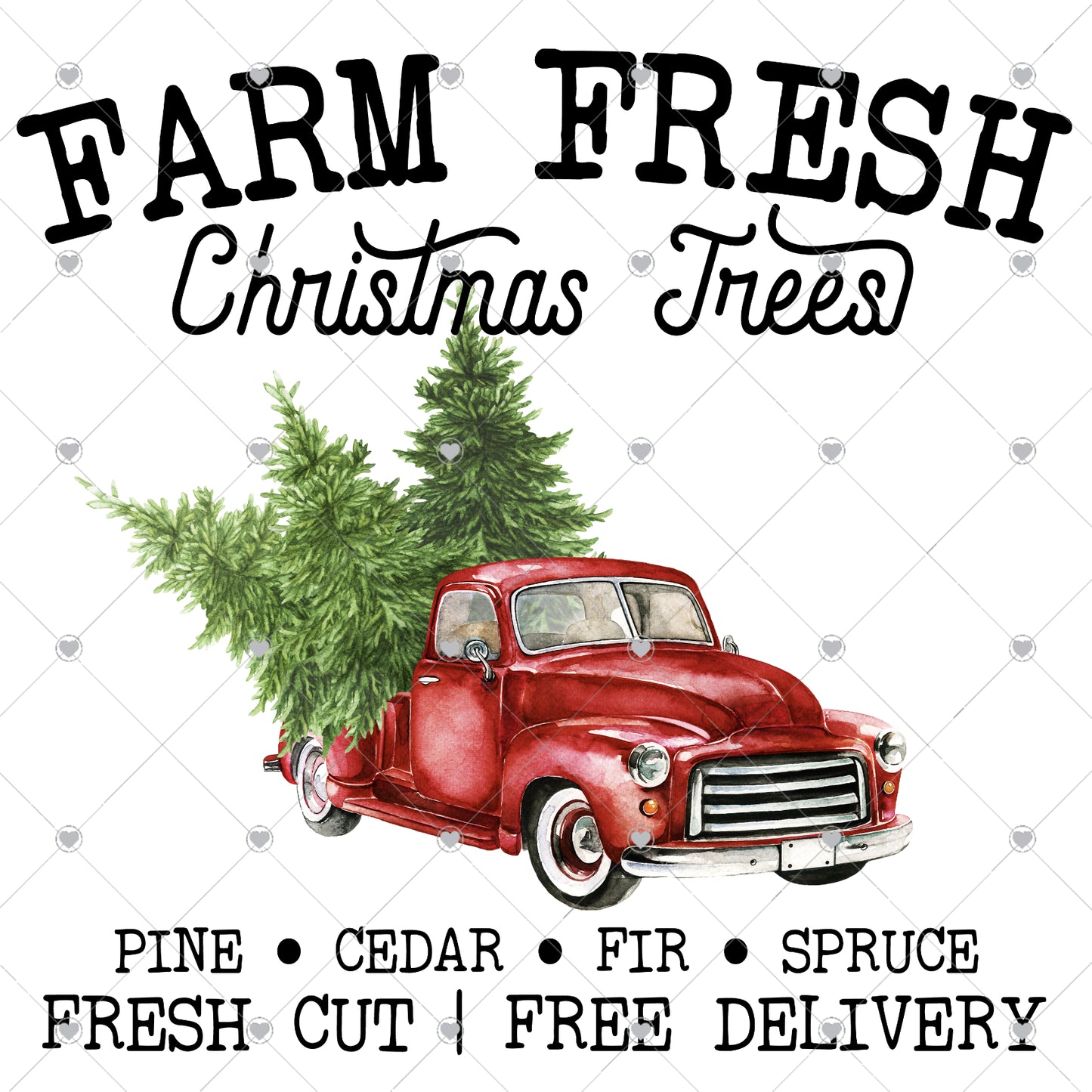 Fresh Farm Christmas Trees Ready To Press Sublimation and DTF Transfer