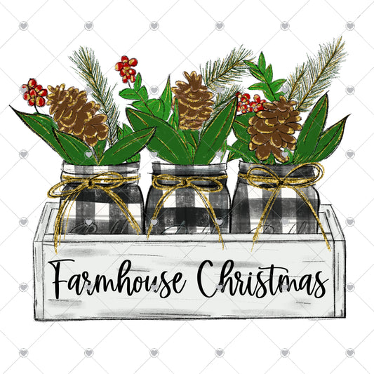 Farmhouse Christmas | Plaid Jars Ready To Press Sublimation and DTF Transfer