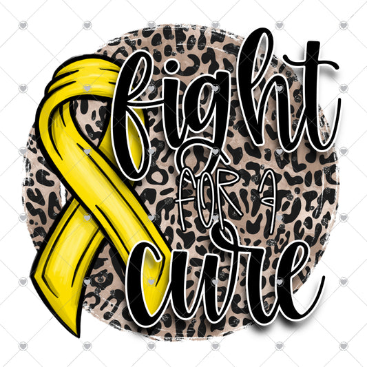 Fight For a Cure Yellow Ribbon Ready To Press Sublimation and DTF Transfer