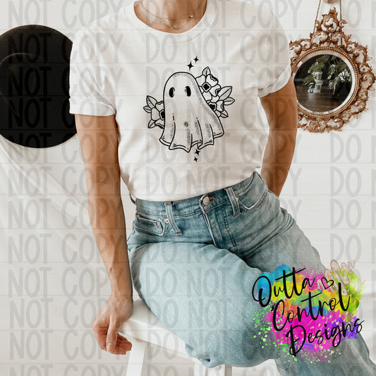 Tattoo Style Ghost Ready to Press Sublimation and DTF Transfer