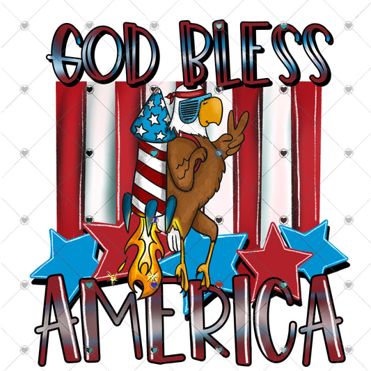 God Bless America Ready To Press Sublimation and DTF Transfer