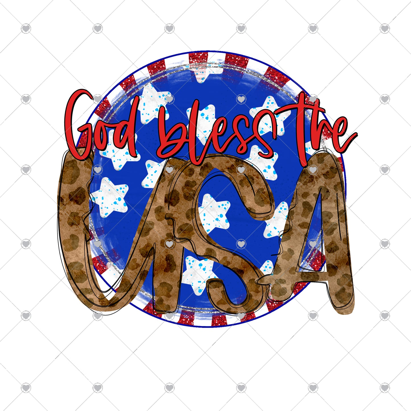 God Bless the USA Leopard Ready To Press Sublimation and DTF Transfer