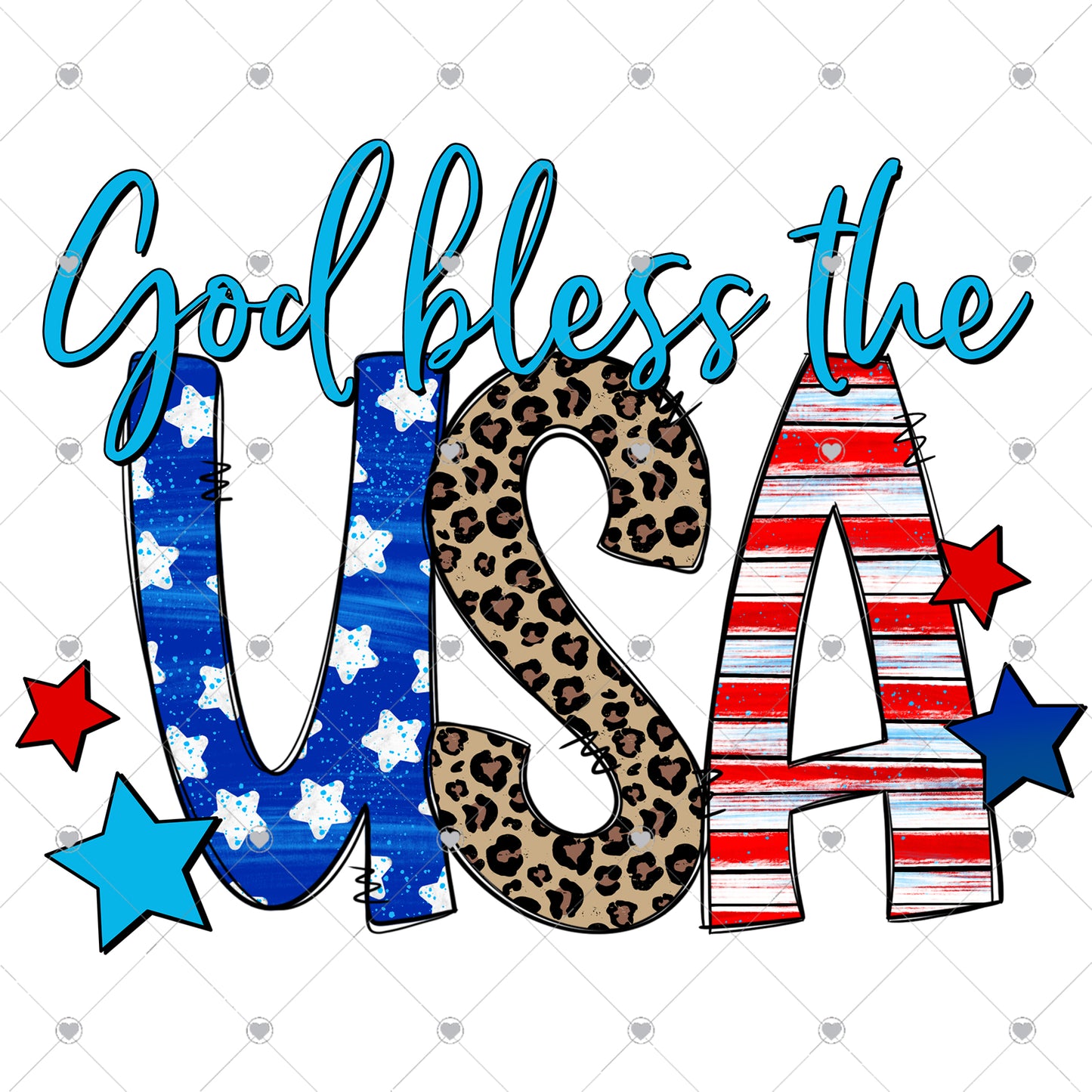God Bless the USA Ready To Press Sublimation and DTF Transfer